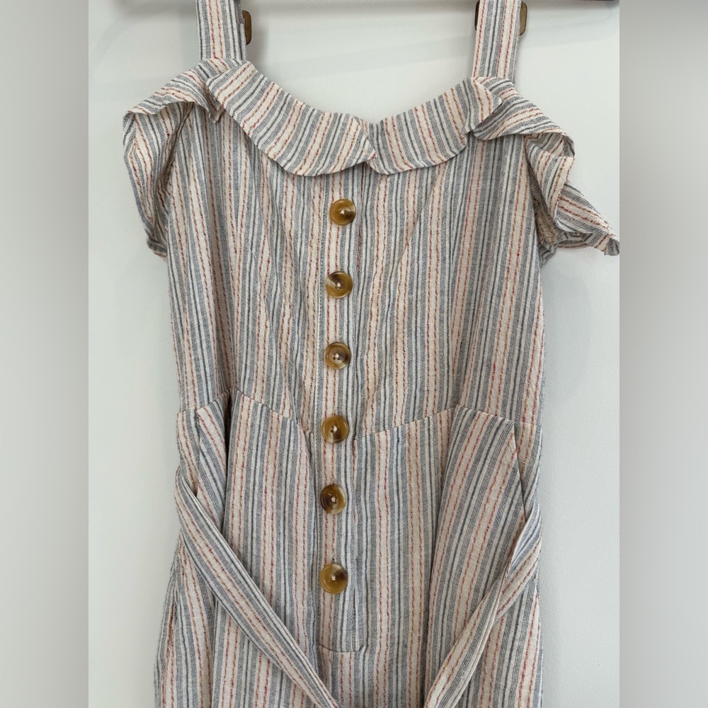 Cotton/Linen Vintage Striped Jumpsuit - Picture 3 of 6